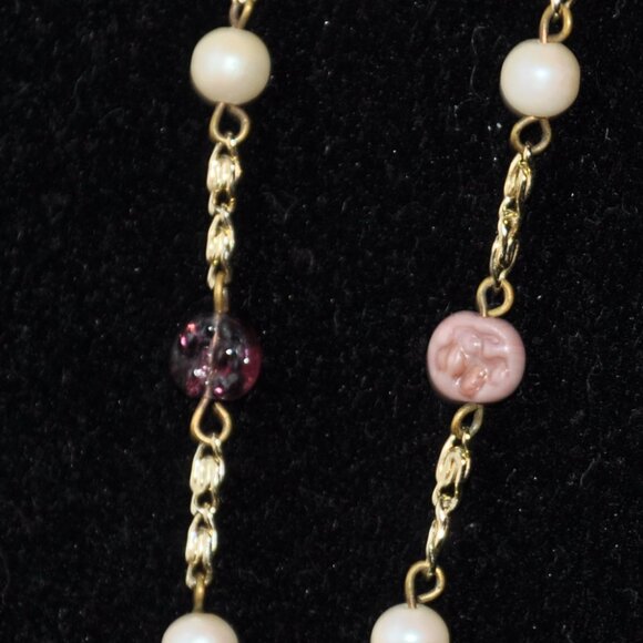 RARE Vintage DE WAN ITALY Necklace Gold Tone Signed Single Stand 37" - Picture 9 of 15